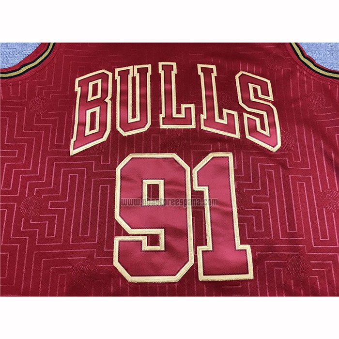 Camiseta Chicago Bulls Dennis Rodman NO 91 Retro 2020 Chinese New Year Rojo